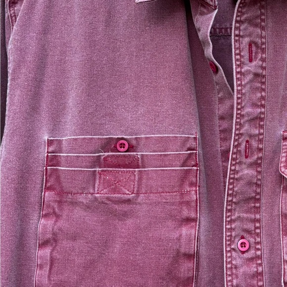 Vtg Wrangler Rugged Wear Pink Button Up Long Sleeve Shirt Size L (16-16 1/2) - Picture 10 of 10